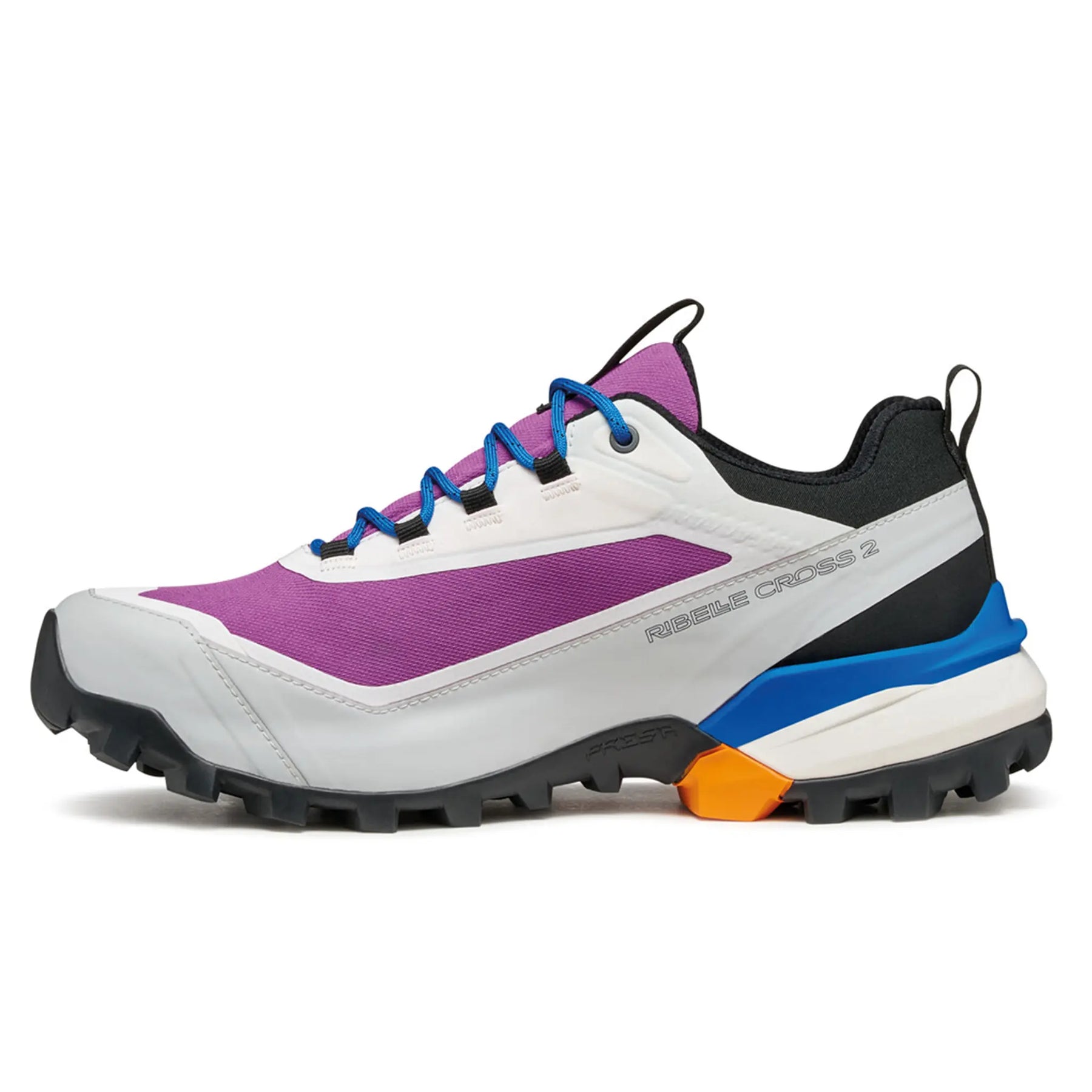 Multicolored athletic shoe on a white background