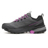 Gray and purple hiking shoe on a white background