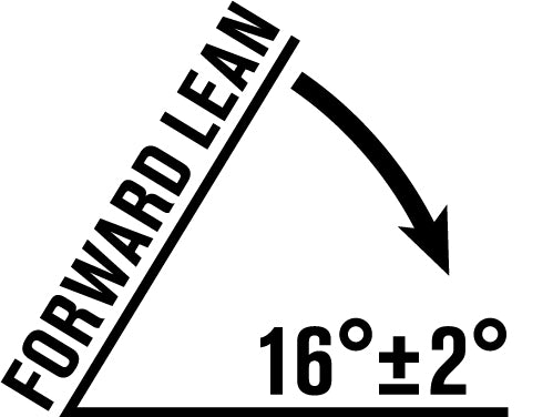 Forward lean 16 degrees plus or minus 2 degrees