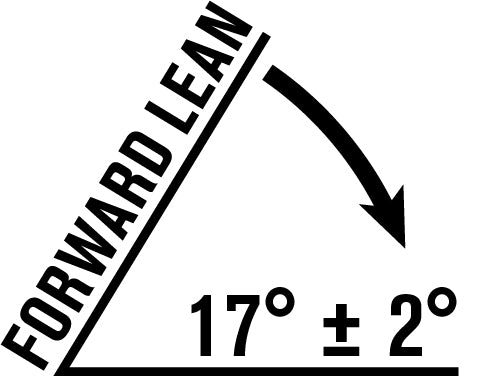 Forward lean 17 degrees plus or minus 2 degrees